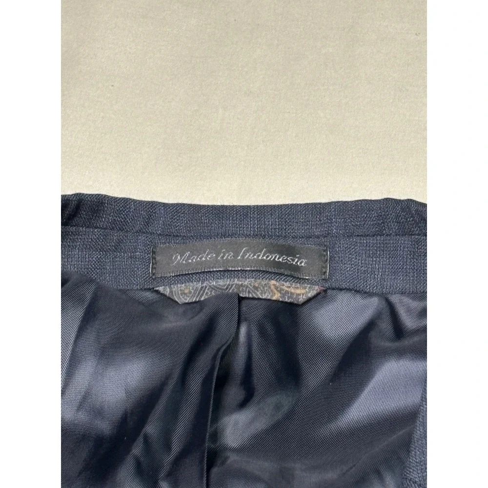 Lauren Ralph Lauren Mens 48R Wool Suit‎ Jacket Navy Blue Windowpane Blazer